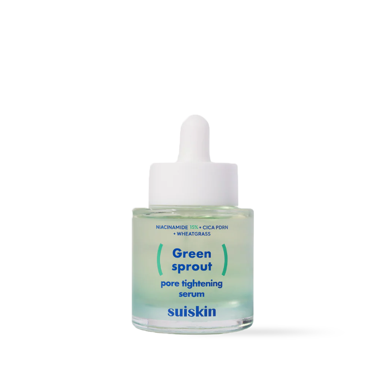 SUISKIN Green Sprout Pore Tightening Serum 67g — green pump bottle on white surface