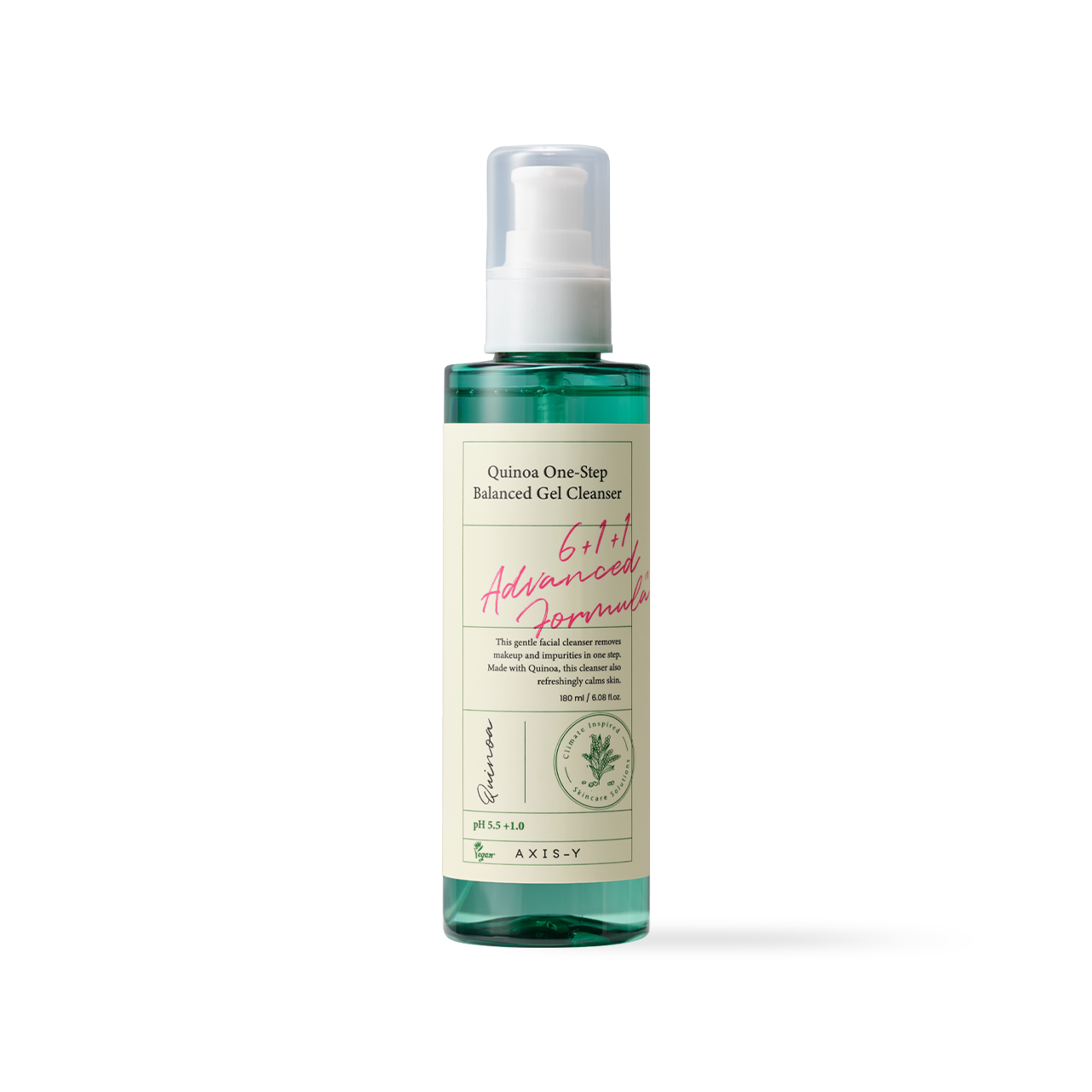 AXIS-Y Quinoa One Step Balanced Gel Cleanser 180ml — pump bottle with grain-inspired packaging design