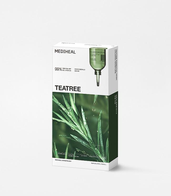 Mediheal Teatree Essential Calming Mask 10ea — teal green box with single mask sheet pouch