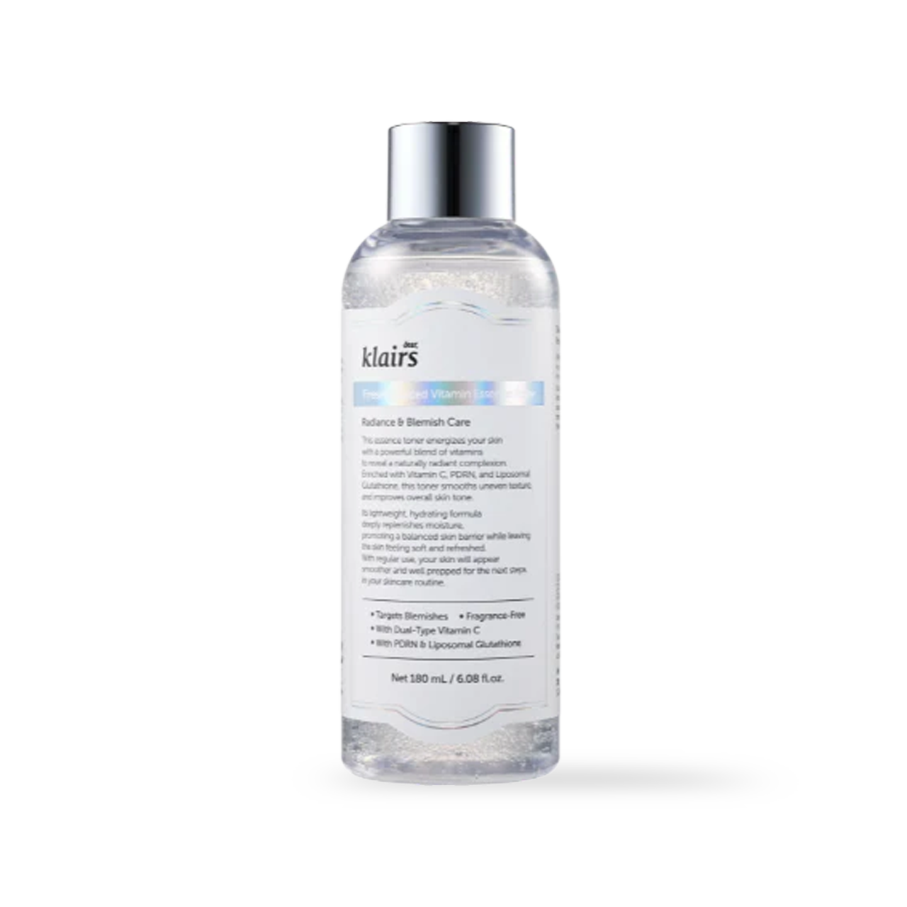 Dear,Klairs Freshly Juiced Vitamin Essence Toner 180ml — glass bottle with brightening formula label