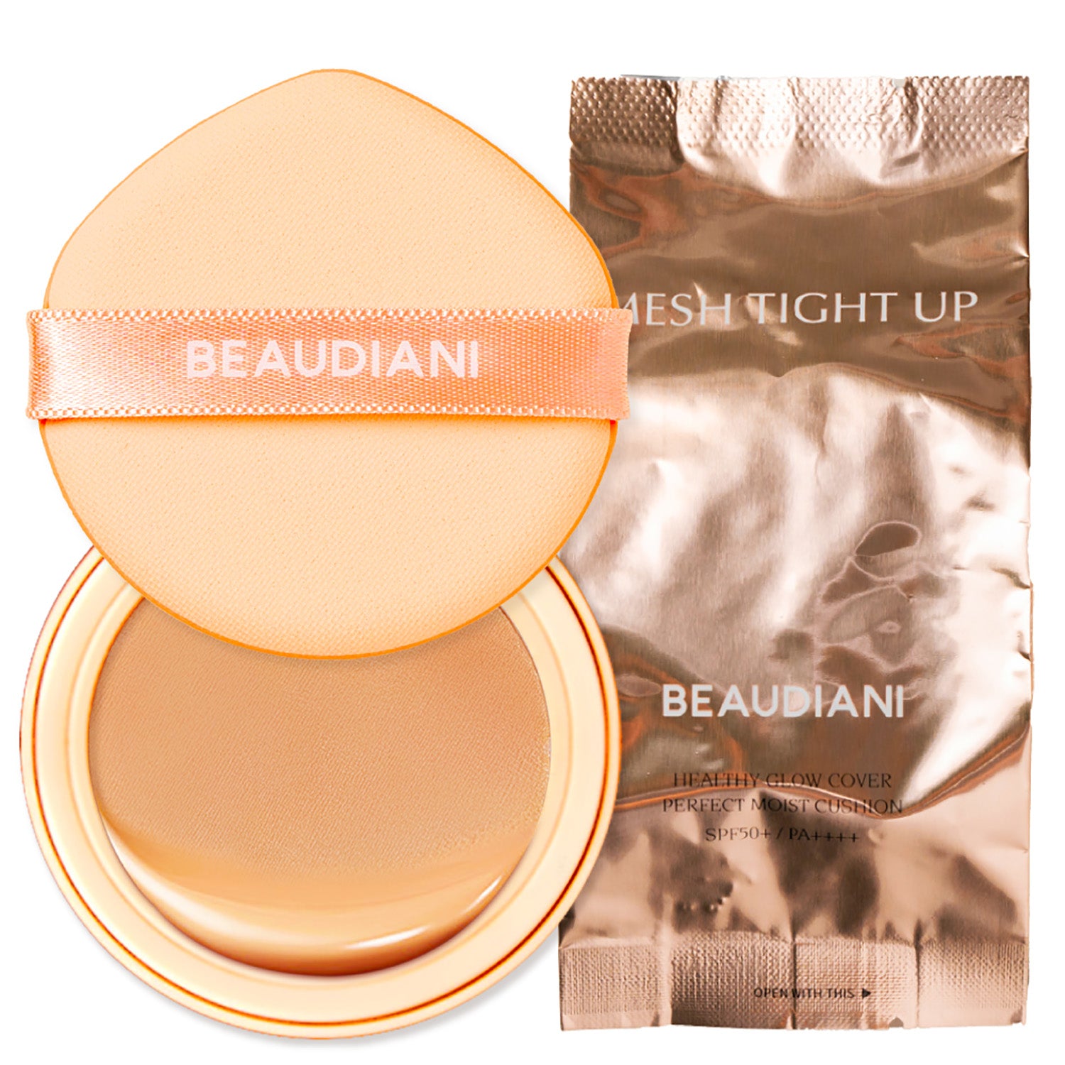 Beaudiani Mesh Tight Up Cushion Refill 12g — close-up of mesh dispenser showing fine weave texture