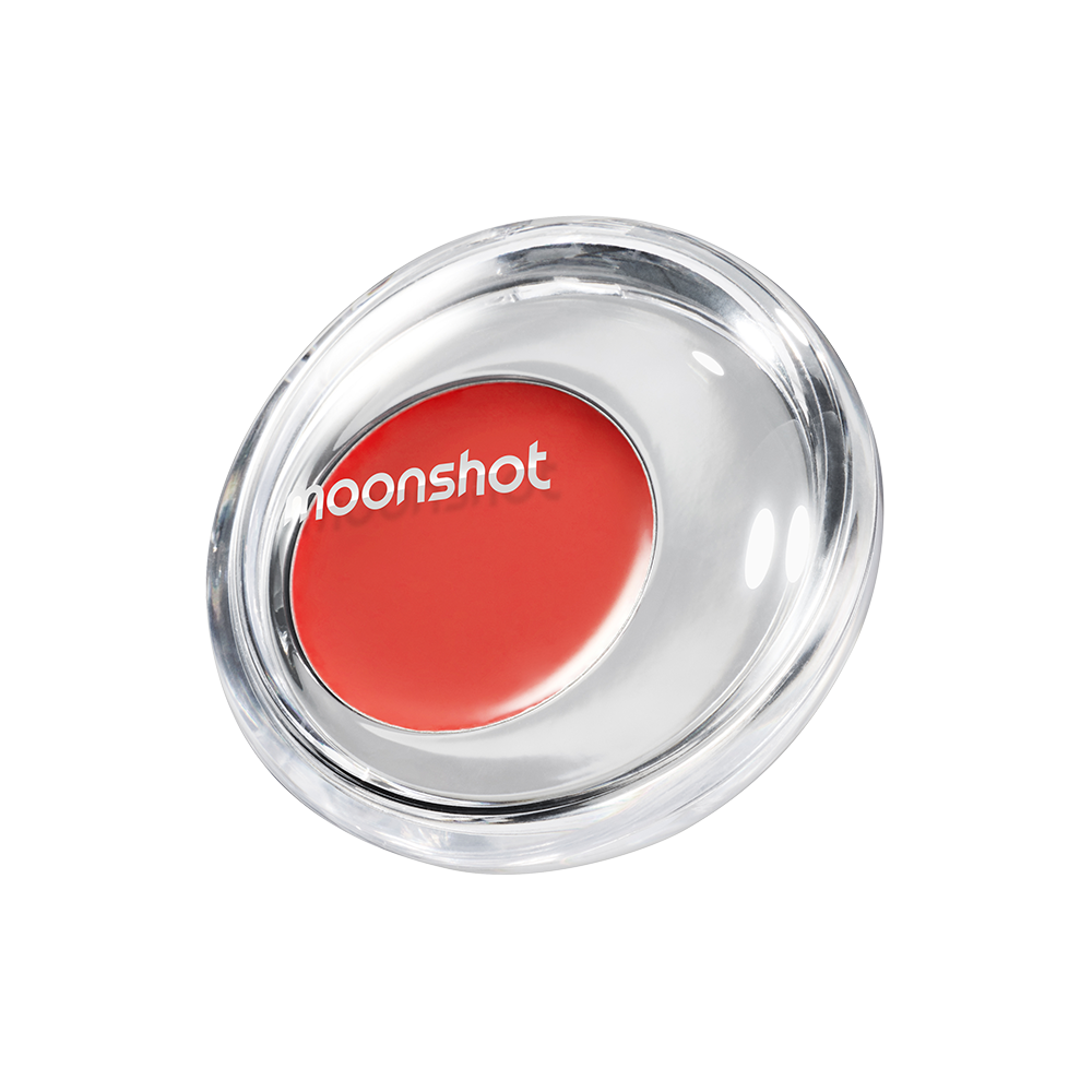Moonshot Melting Mood Lip Cheek — swatch on lips and cheeks demonstrating buildable color payoff