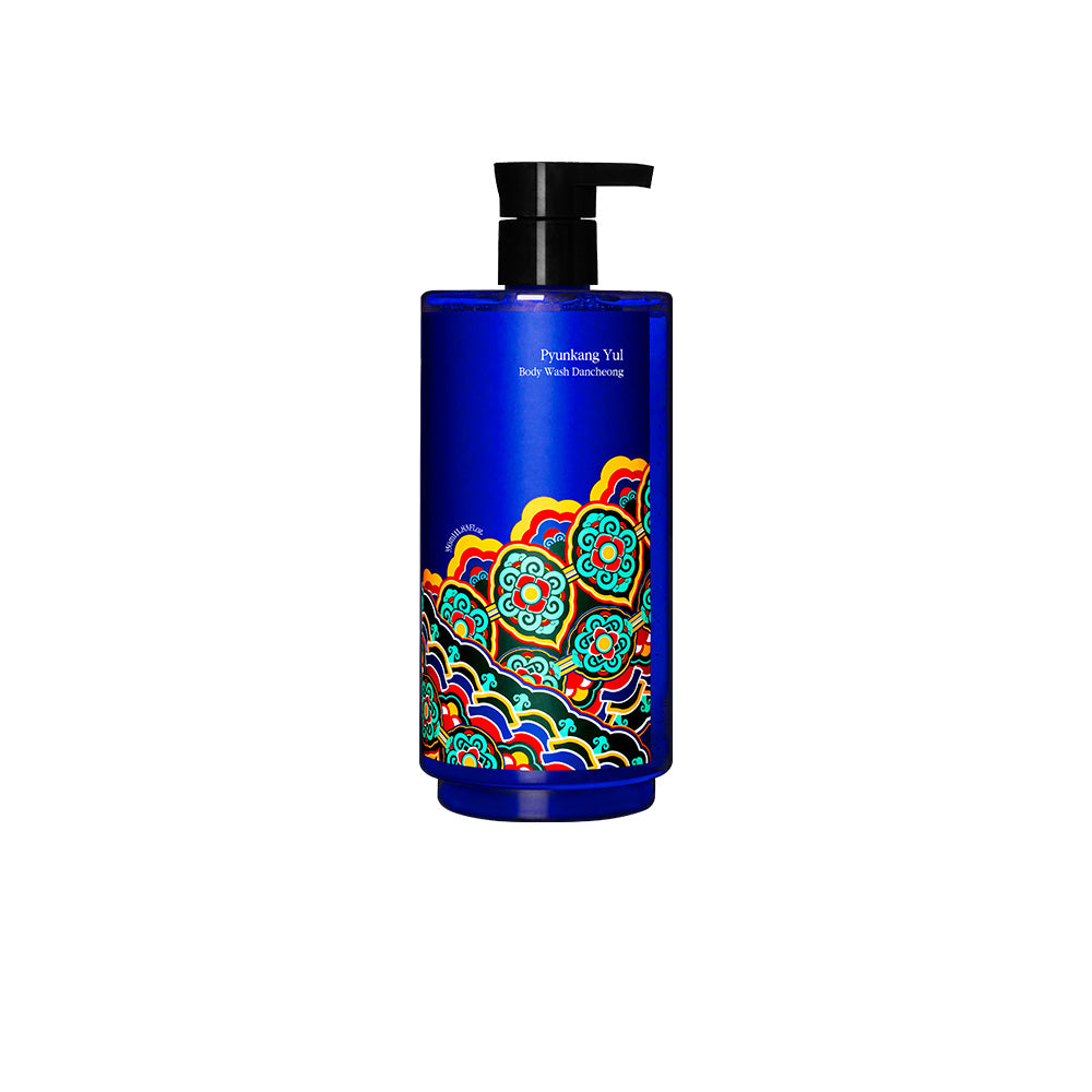 PyunkangYul Body Wash Dancheong 350ml — illustrated pump bottle with traditional Dancheong motifs