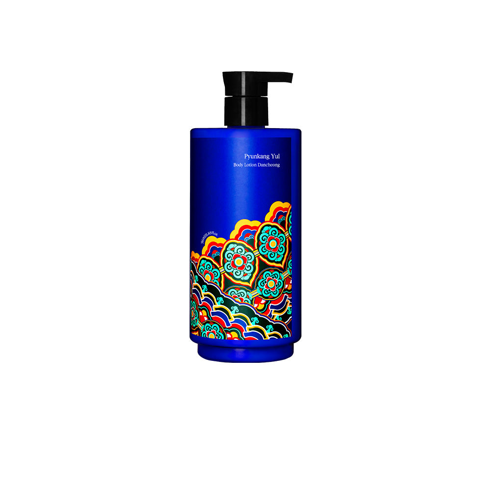PyunkangYul Body Lotion Dancheong 350ml — illustrated bottle with traditional Korean Dancheong colors