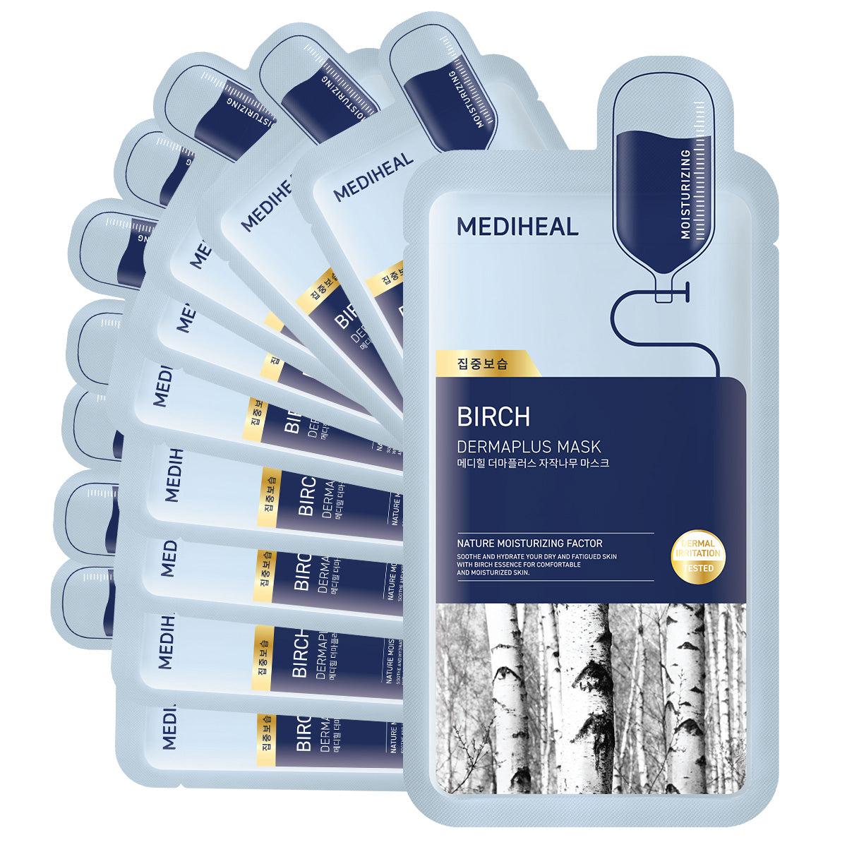 Mediheal Derma Plus Birch Sheet Mask 10ea — box of individual sheet mask pouches