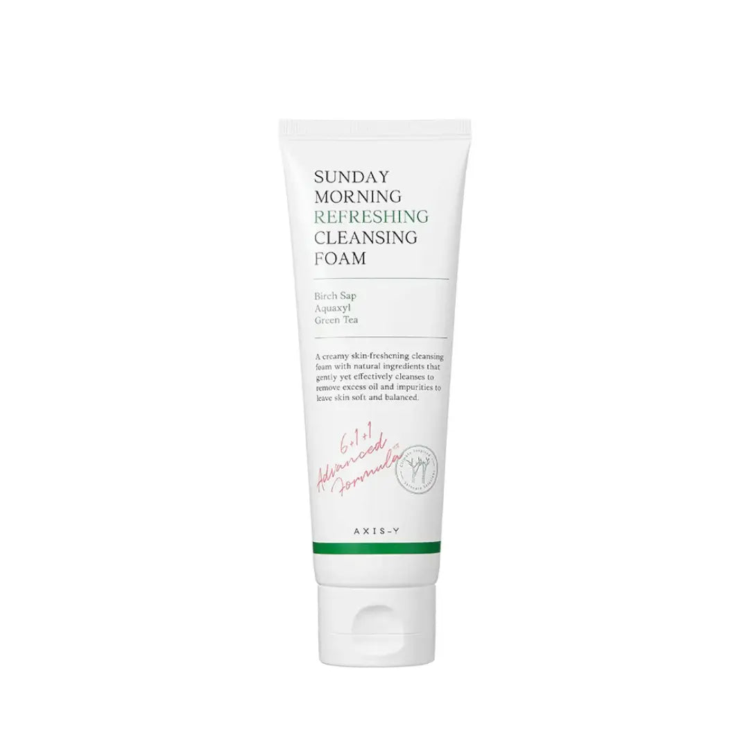 AXIS-Y Sunday Morning Refreshing Cleansing Foam 120ml — white foam pump bottle on clean background