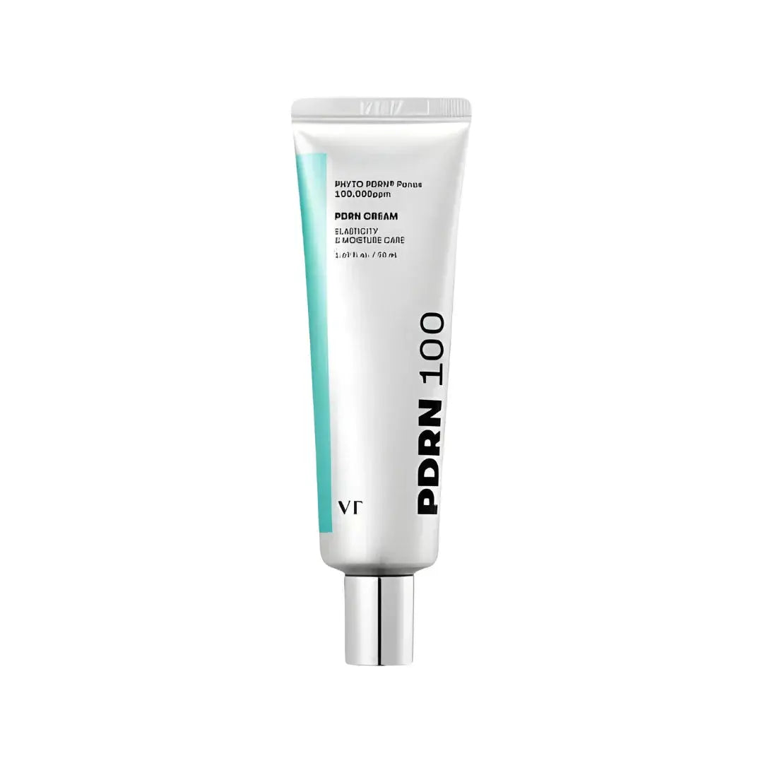 VT Cosmetics PDRN Cream 100 product tube with vegan PDRN, designed for skin elasticity and glow.