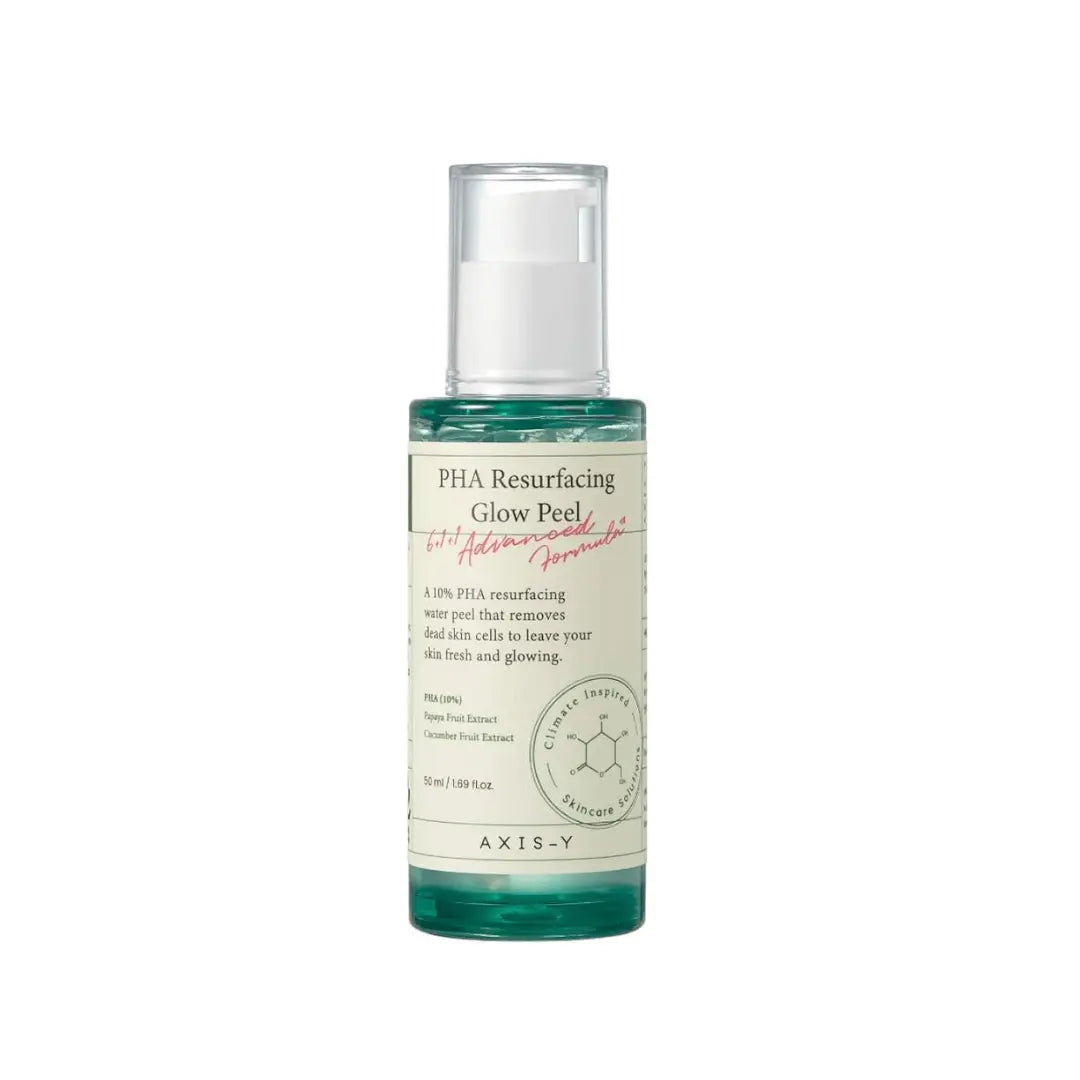 AXIS-Y PHA Resurfacing Glow Peel 50ml — clear gel-water tube with light green label