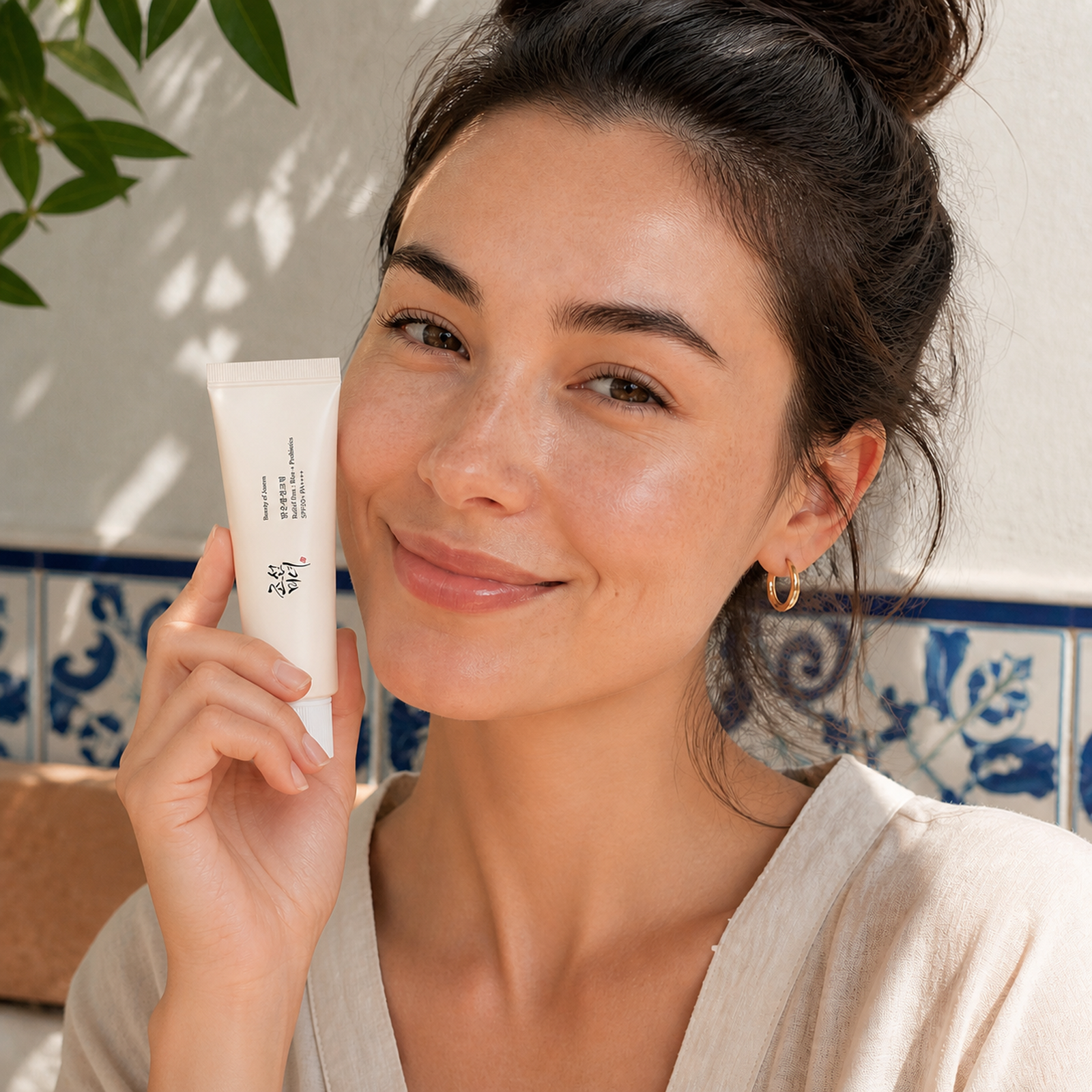 [BeautyOfJoseon] Relief Sun : Rice + Probiotics 50ml - Mixed Korean-Nordic person lifestyle PDP image