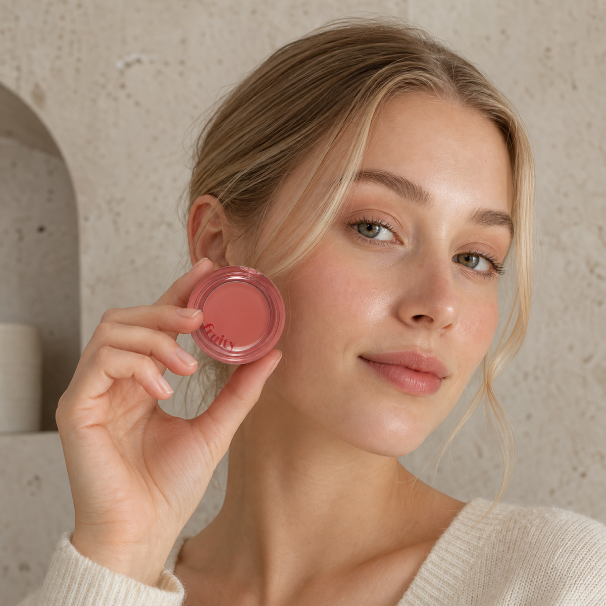 [Etudehouse]Fruity Lip & Cheek Blur Balm 2.3g - Warm Peach - Nordic person lifestyle PDP image