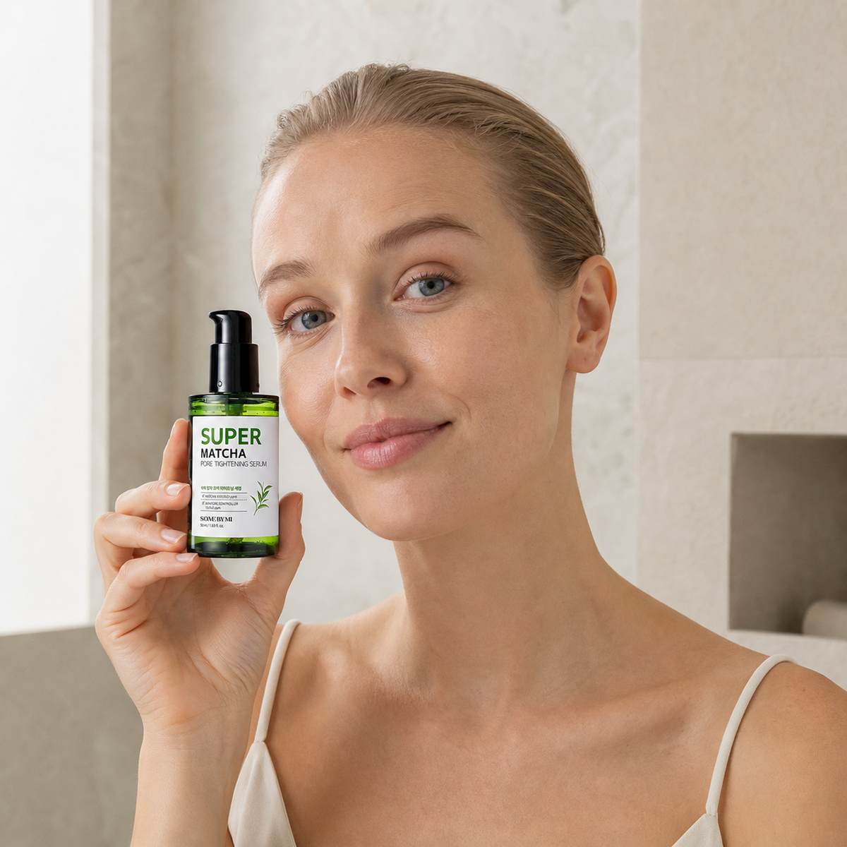 [SomeByMi] Super Matcha Pore Tightening Serum 50ml - Nordic person lifestyle PDP image