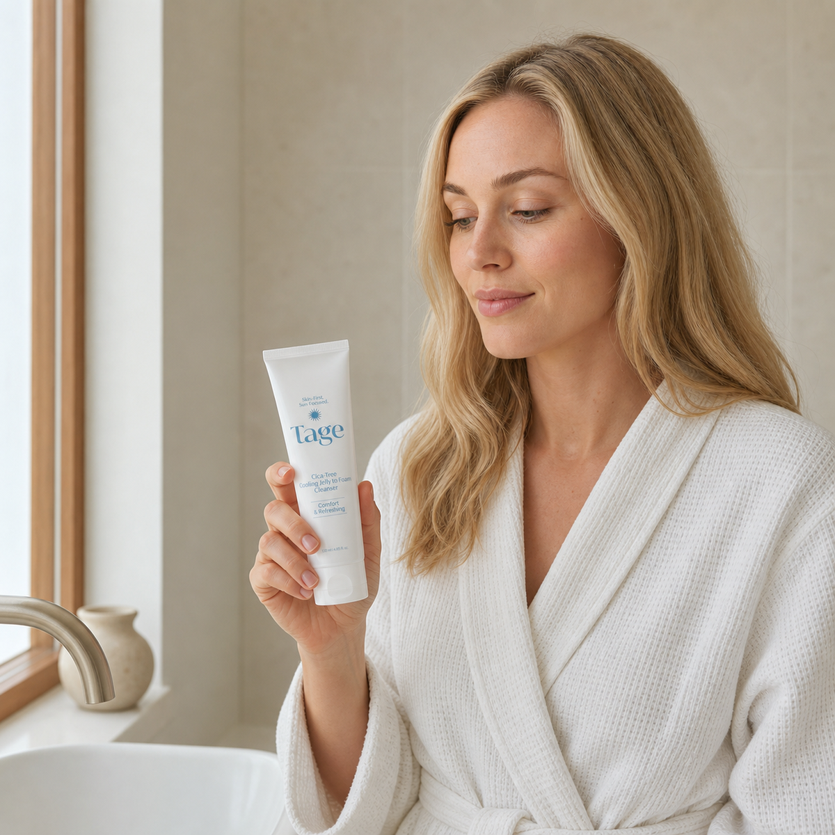 [Tage] Cica-Tree Cooling Jelly to Foam Cleanser 120ml - Nordic person lifestyle PDP image