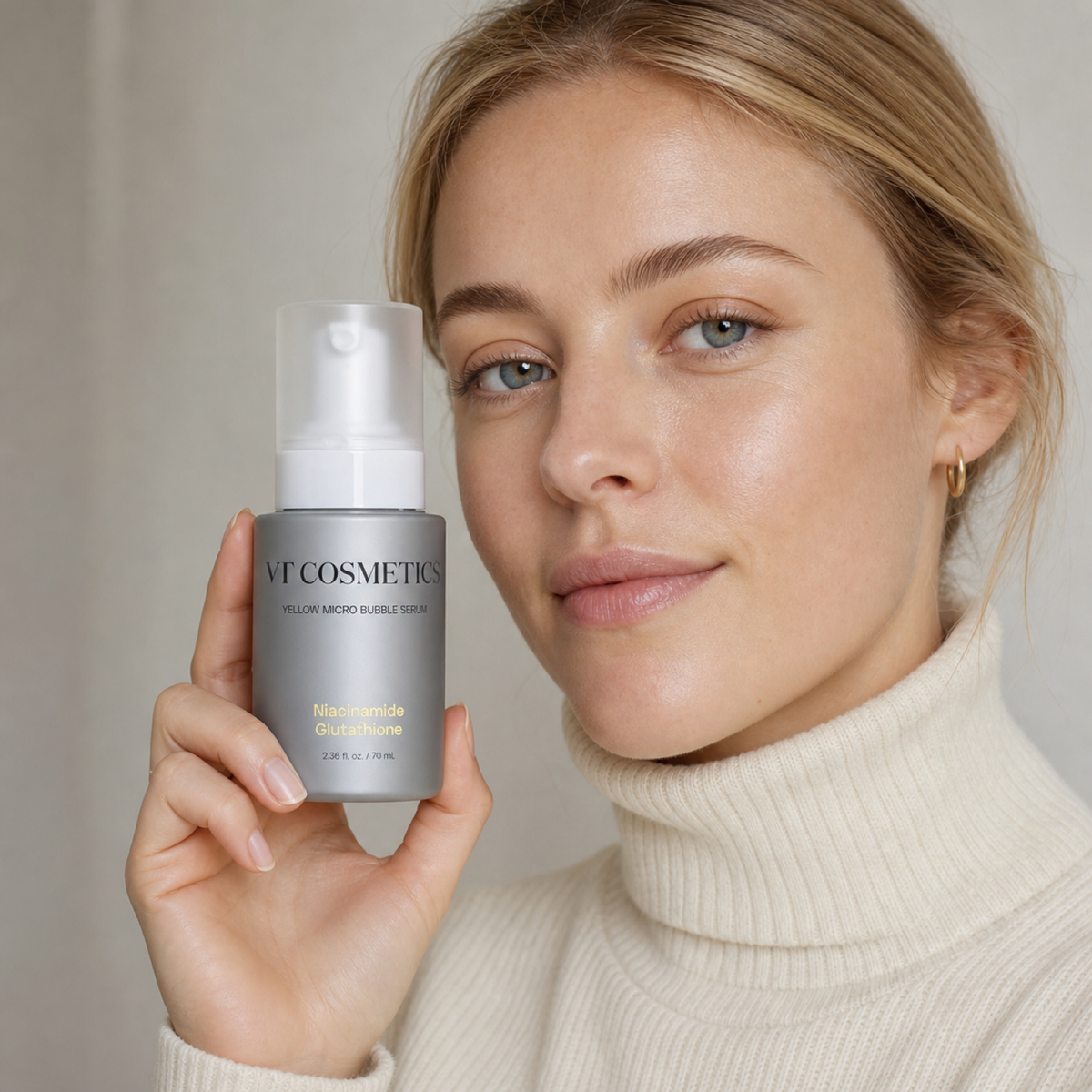 [VT Cosmetics] Niacinamide Glutathione Yellow Micro Bubble Serum 70ml - Nordic person lifestyle PDP image