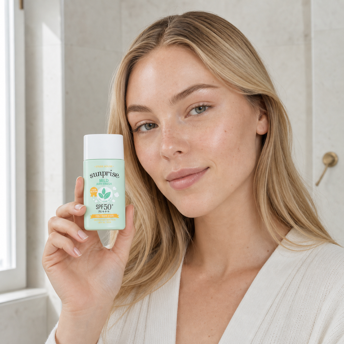 [EtudeHouse] Sunprise Mild Airy Finish Sun Milk SPF50+ / PA+++ 55ml - Nordic person lifestyle PDP image