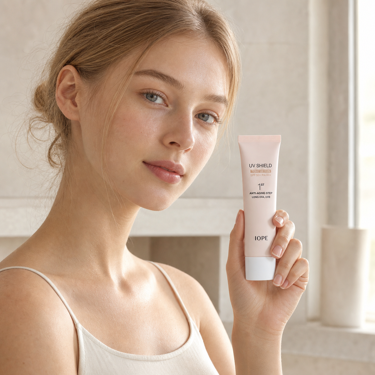 [Iope] UV Shield Tone-Up Sun 50ml - Nordic person lifestyle PDP image