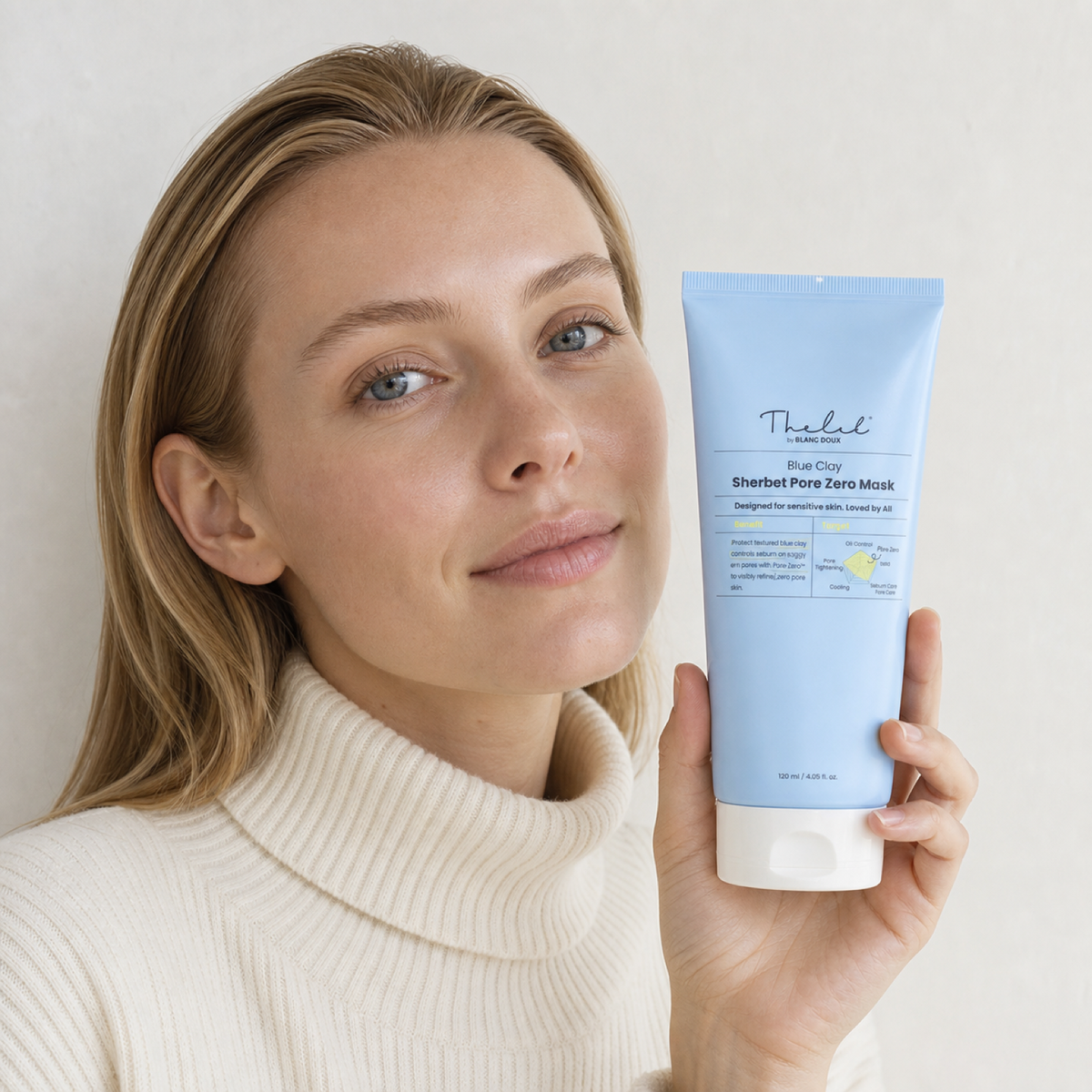 [THE LAB By BLANC DOUX] BlueClay Sherbet Pore Zero Mask 120ml - Nordic person lifestyle PDP image