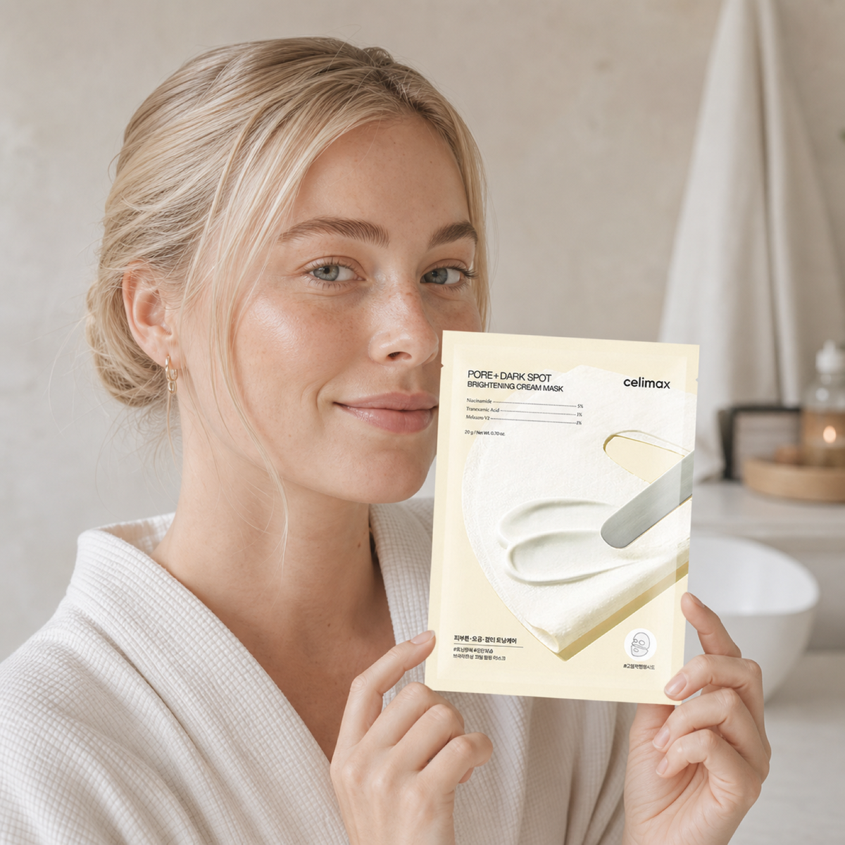 [celimax] PORE+DARK SPOT BRIGHTENING CREAM MASK 1ea - Nordic person lifestyle PDP image