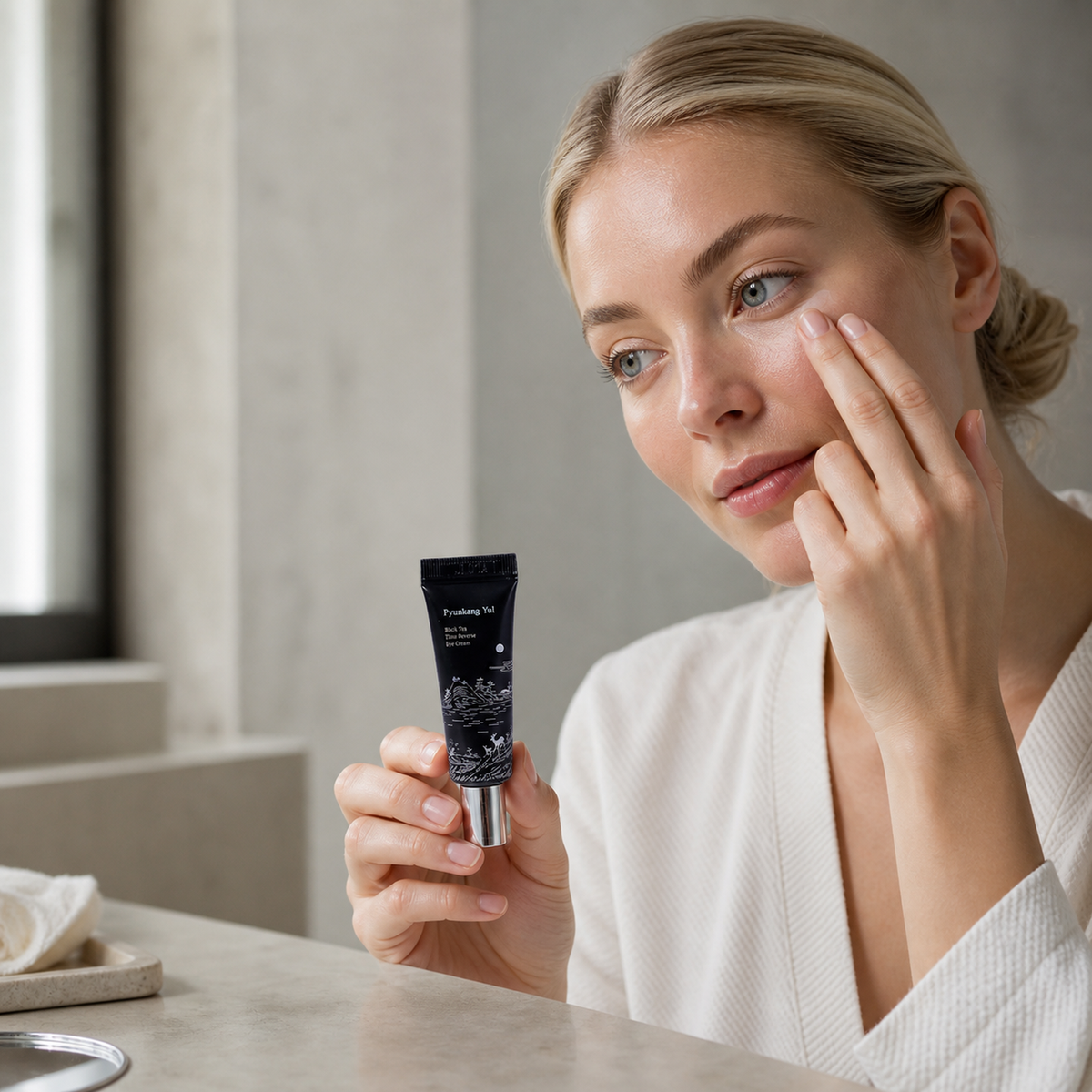 [PyunkangYul] Black Tea Time Reverse Eye Cream 9ml - Nordic person lifestyle PDP image