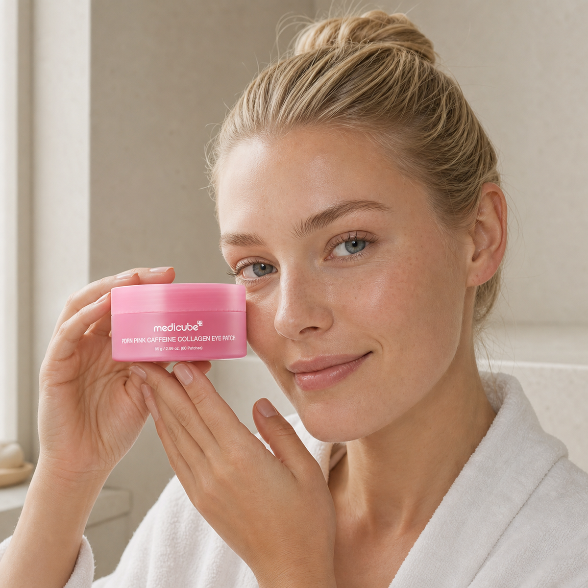 [Medicube] PDRN Pink Caffeine Collagen Eye Patch 60pcs - Nordic person lifestyle PDP image