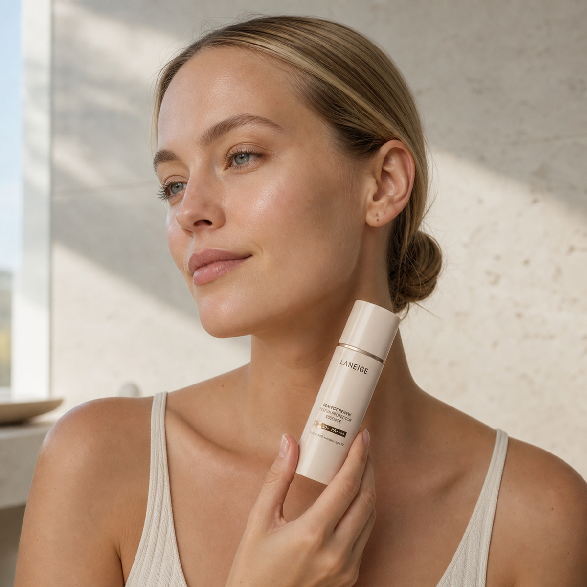 [Laneige] Perfect Renew 5D Sun Protector Essence 50ml - Nordic person lifestyle PDP image
