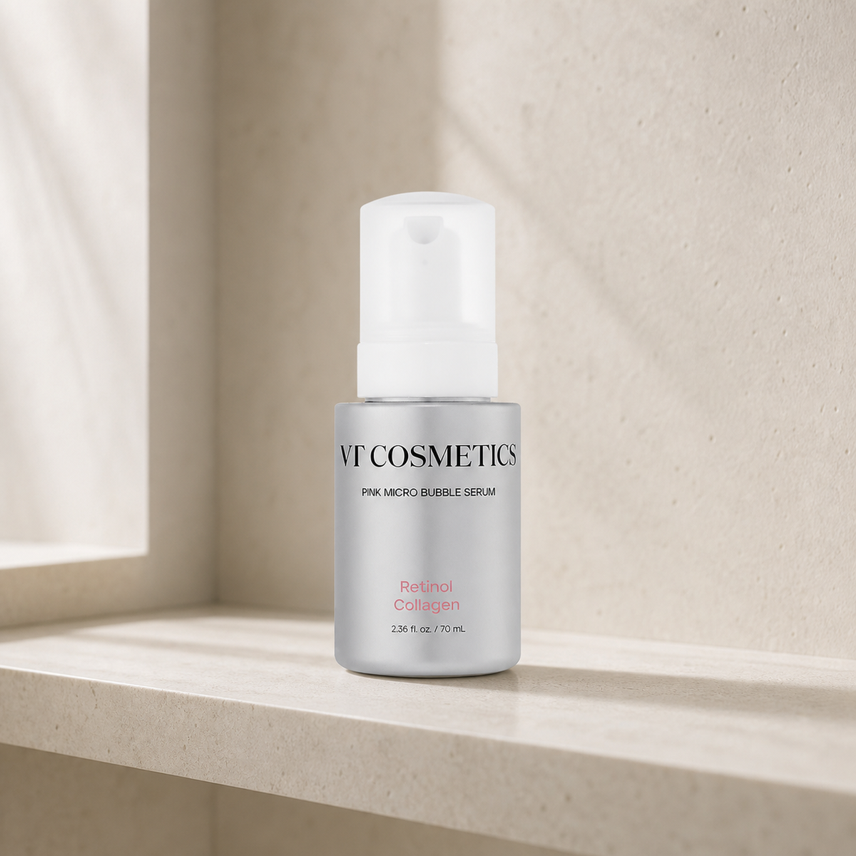 [VT Cosmetics] Retinol Collagen Pink Micro Bubble Serum 70ml - Bathroom spa shelf PDP image