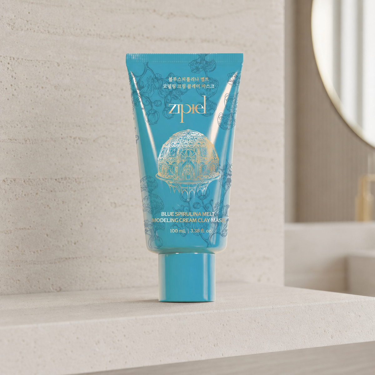 [zipiel] Blue Spirulina Melt Modeling Cream Clay Mask 100ml - Bathroom spa shelf PDP image