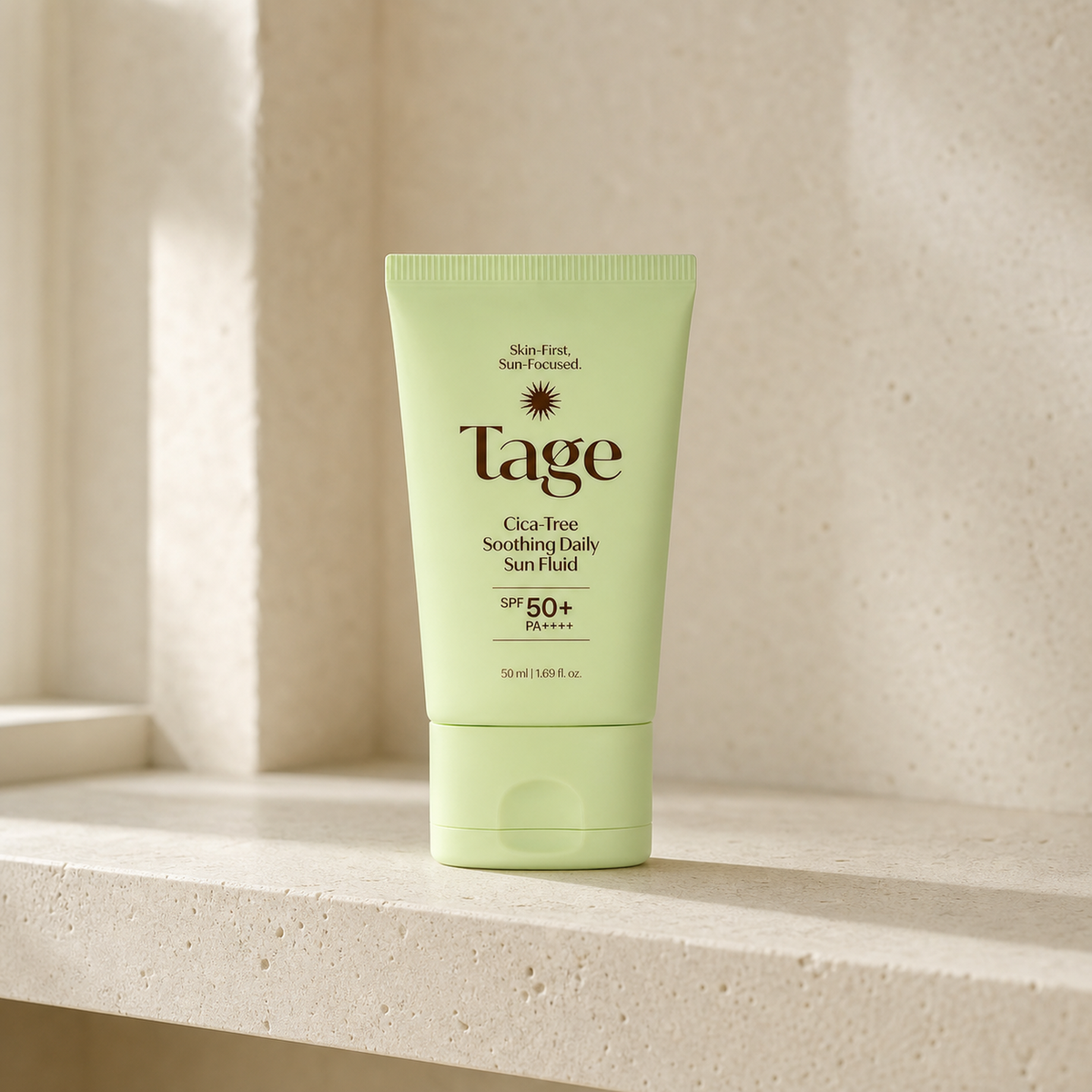 [Tage] Cica-Tree Soothing Daily Sun Fluid 50ml - Bathroom spa shelf PDP image