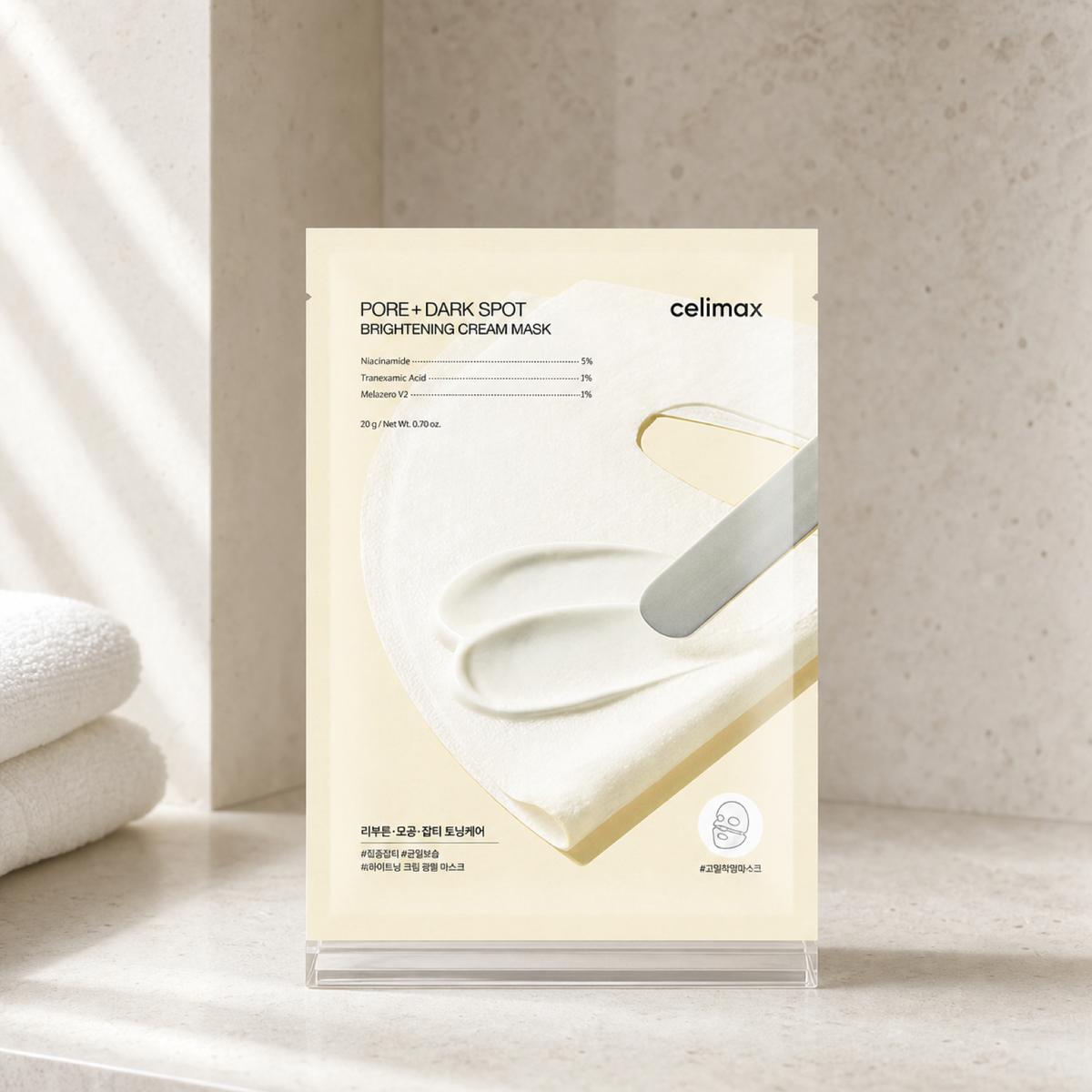 [celimax] PORE+DARK SPOT BRIGHTENING CREAM MASK 1ea - Bathroom spa shelf PDP image