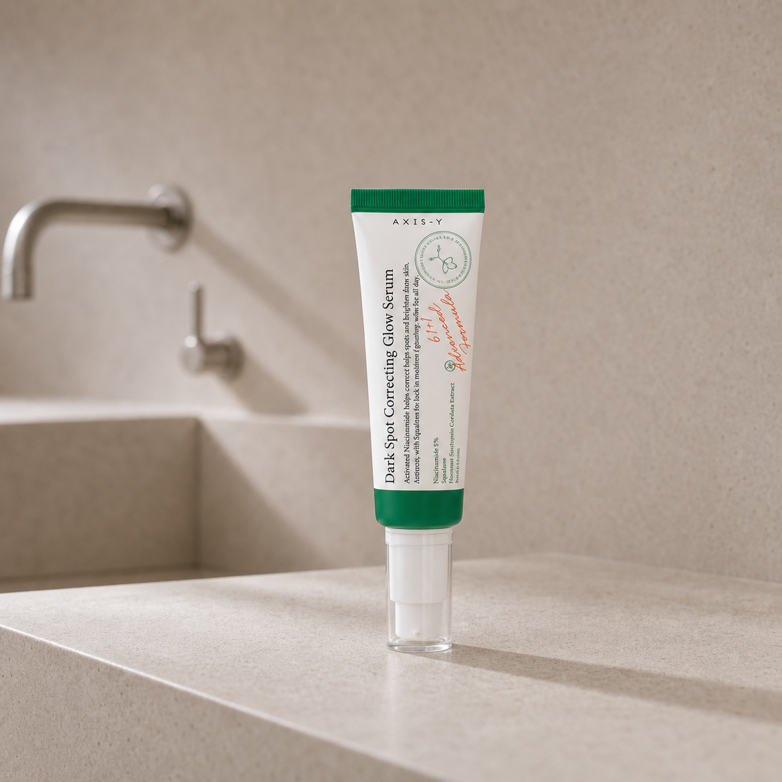 AXIS-Y Dark Spot Correcting Glow Serum Corrects & Brightens 50ml - Bathroom spa shelf PDP image
