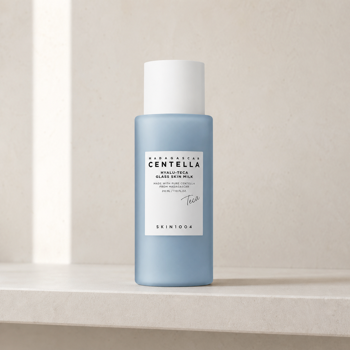 [SKIN1004] Madagascar Centella Hyalu-Teca Glass Skin Milk 210ml - Bathroom spa shelf PDP image