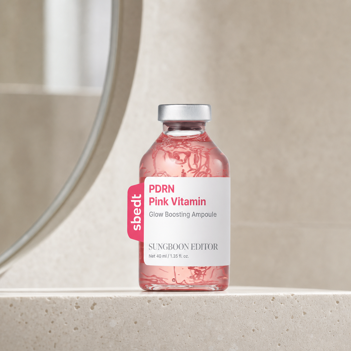 [SUNGBOON EDITOR] PDRN Pink Vitamin Glow Boosting Ampoule 40ml - Bathroom spa shelf PDP image
