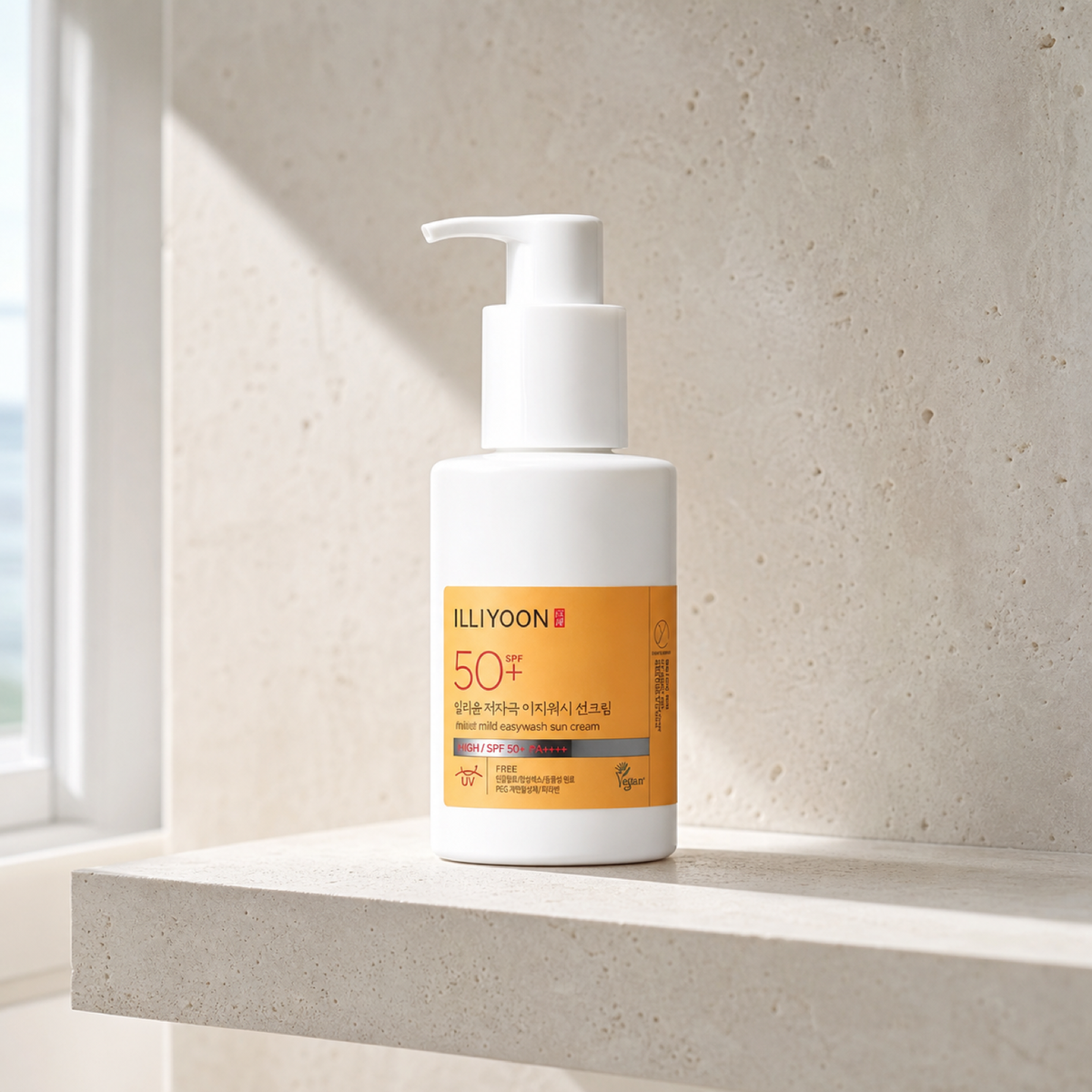 [Illiyoon] Mild Easy Wash Sun Cream 150ml - Bathroom spa shelf PDP image