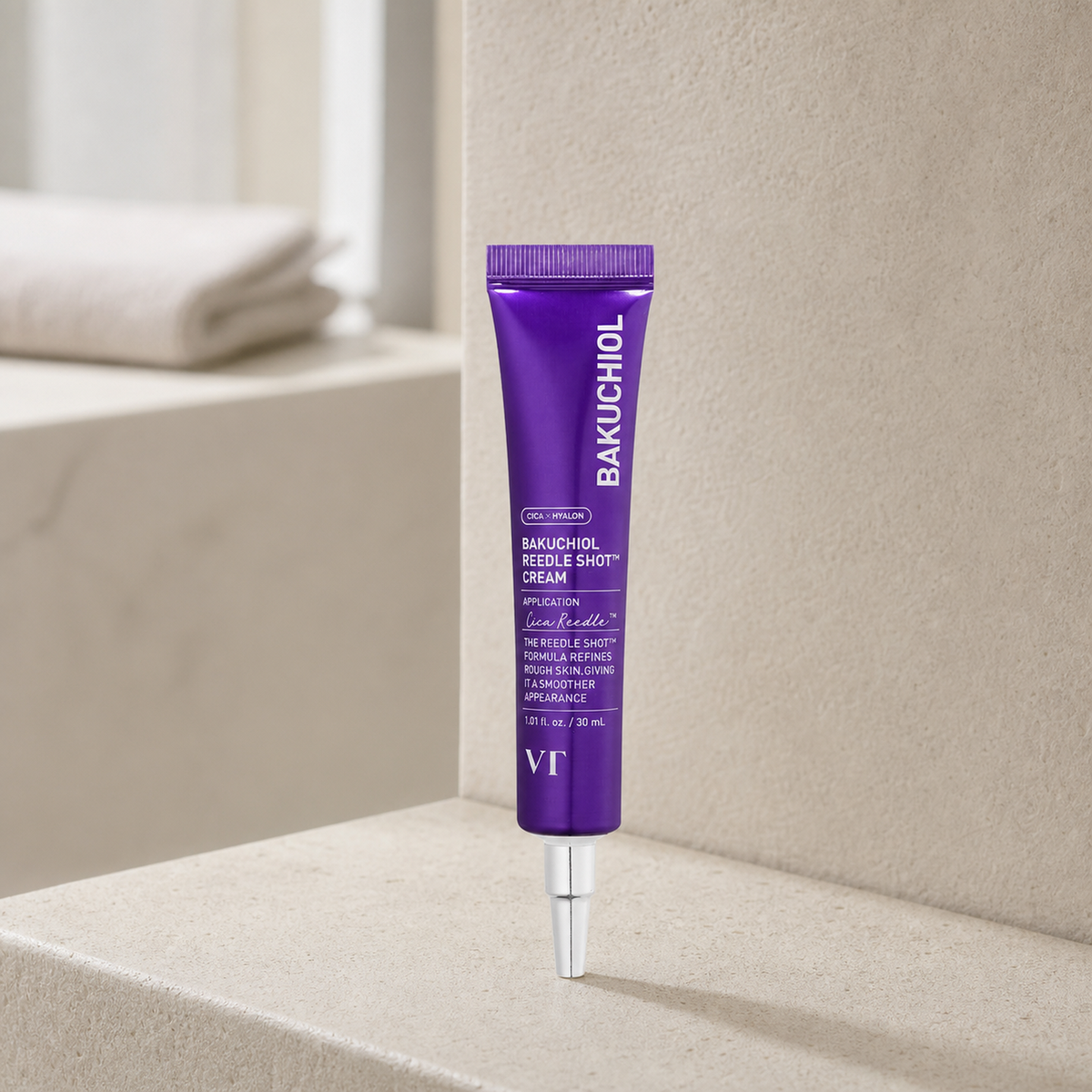 [VT Cosmetics] Bakuchiol Reedle Shot Cream 30ml - Bathroom spa shelf PDP image