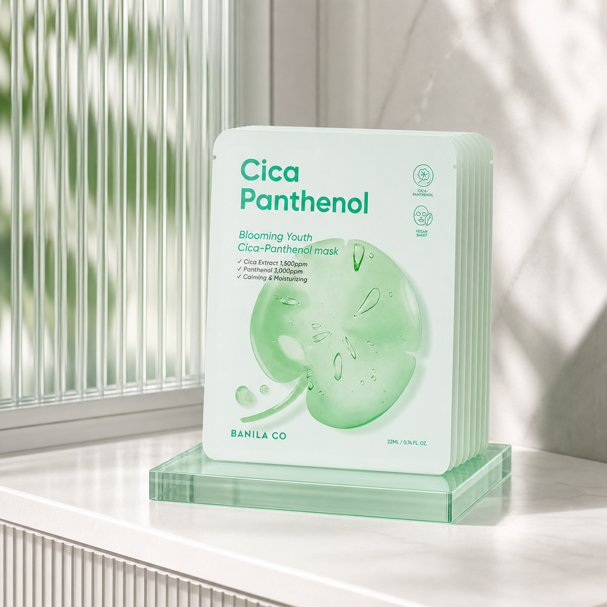 [Banilaco] Blooming Youth Cica-Panthenol Mask 10EA - Bathroom spa shelf PDP image