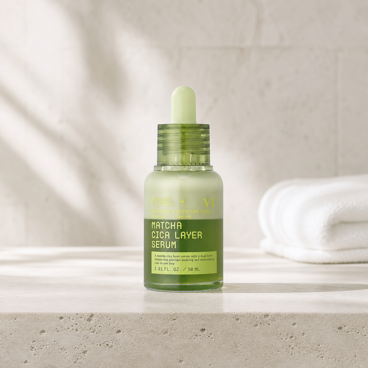 [VT Cosmetics] Matcha CIca Layer Serum 30ml - Bathroom spa shelf PDP image