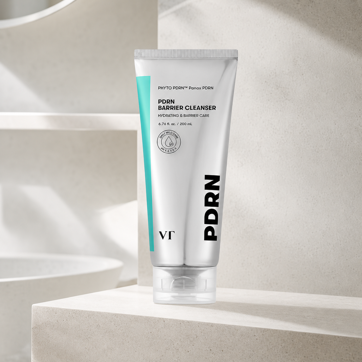 [VT Cosmetics] PDRN Barrier Cleanser 200ml - Bathroom spa shelf PDP image