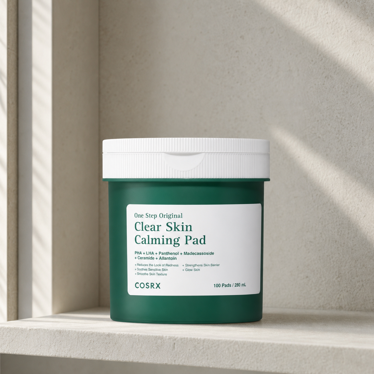 [Cosrx] One Step Original Clear Skin Calming Pad 100ea - Bathroom spa shelf PDP image
