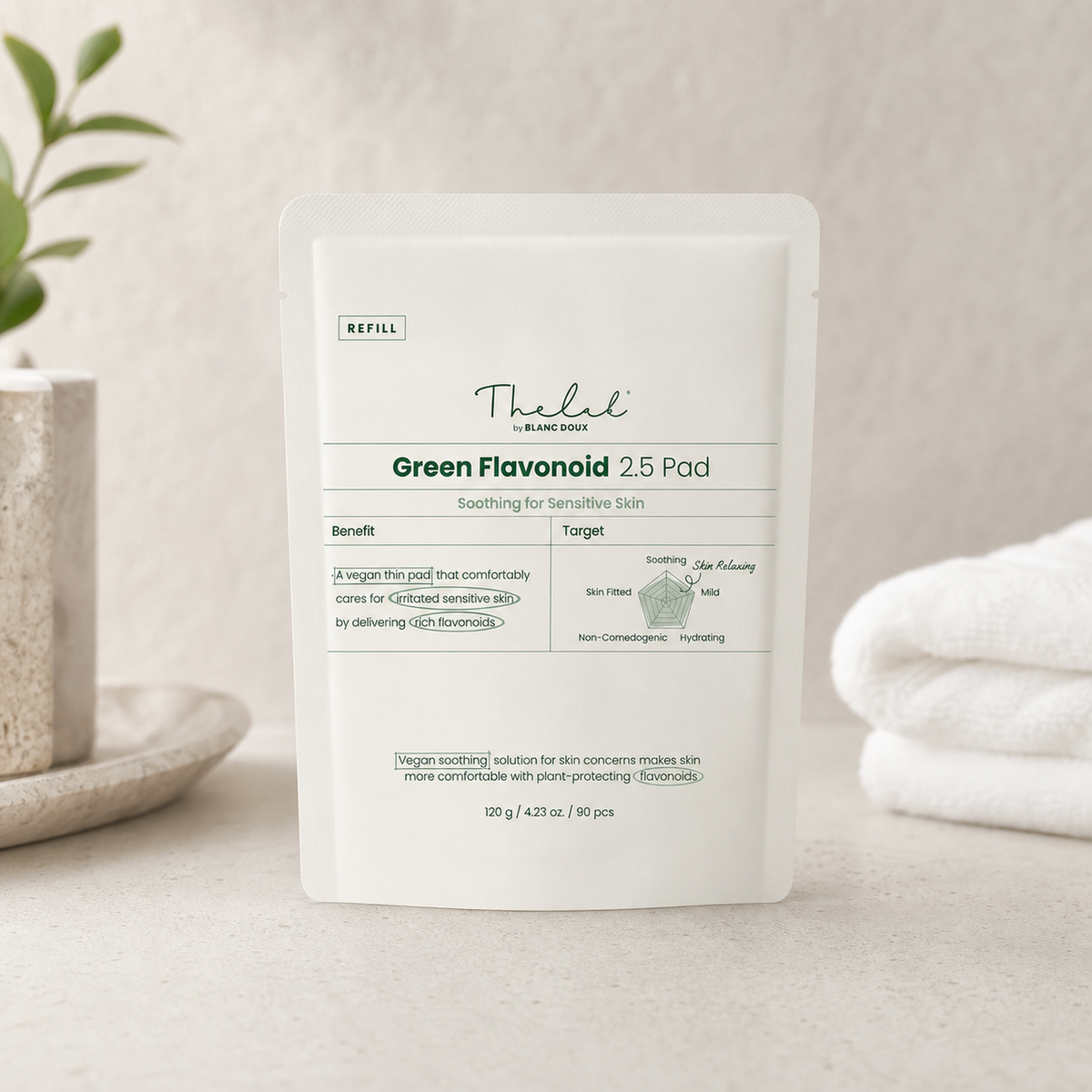 [THE LAB By BLANC DOUX] Green Flavonoid™ 2.5 Pad 120g (90p) REFILL - Bathroom spa shelf PDP image