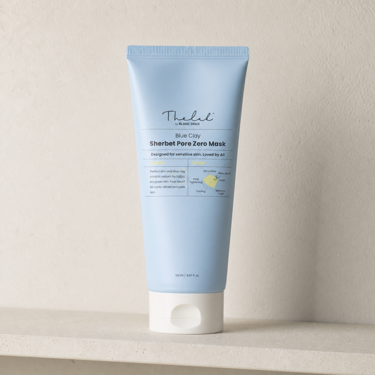 [THE LAB By BLANC DOUX] BlueClay Sherbet Pore Zero Mask 120ml - Bathroom spa shelf PDP image