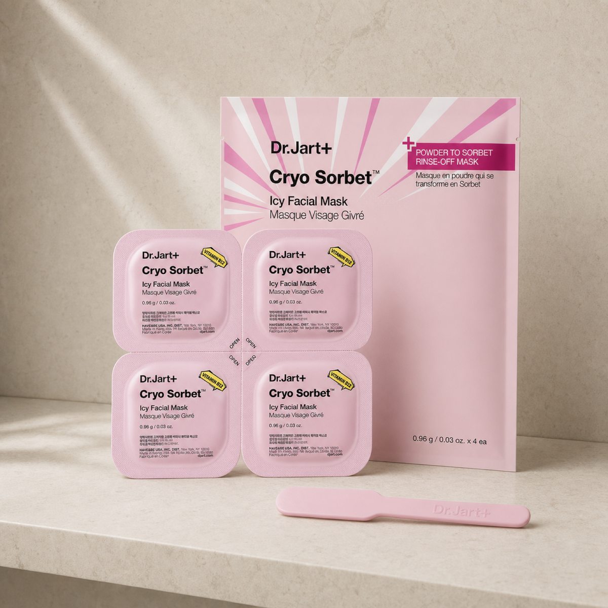 [Dr.Jart+] Cryo Sorbet™ Icy Cooling Facial Mask 4ea - Bathroom spa shelf PDP image
