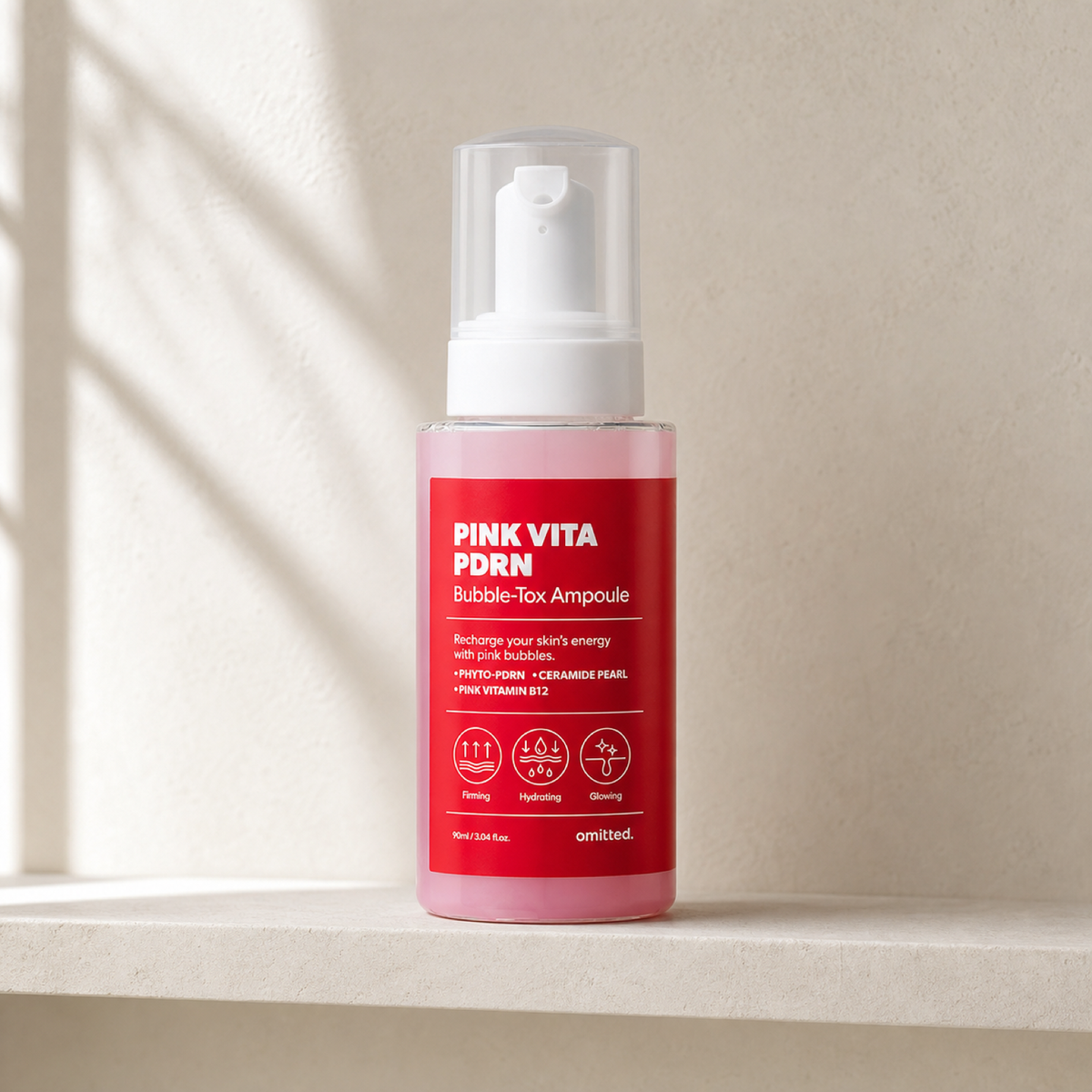 [Omitted] Pink Vita PDRN Bubble-Tox Ampoule 90ml - Bathroom spa shelf PDP image