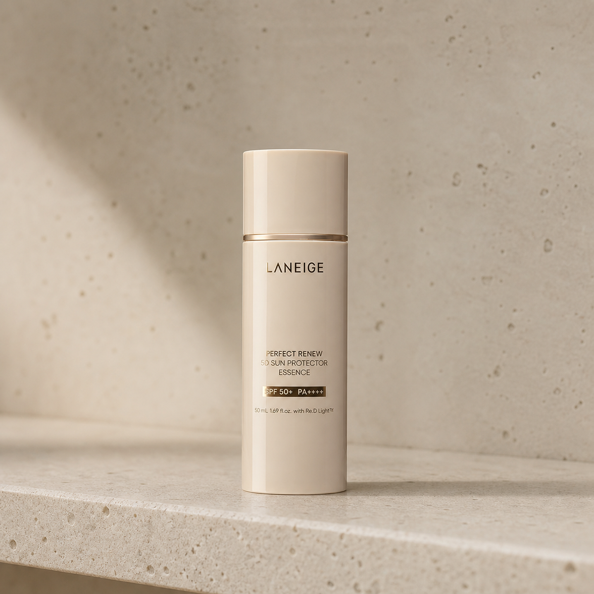 [Laneige] Perfect Renew 5D Sun Protector Essence 50ml - Bathroom spa shelf PDP image