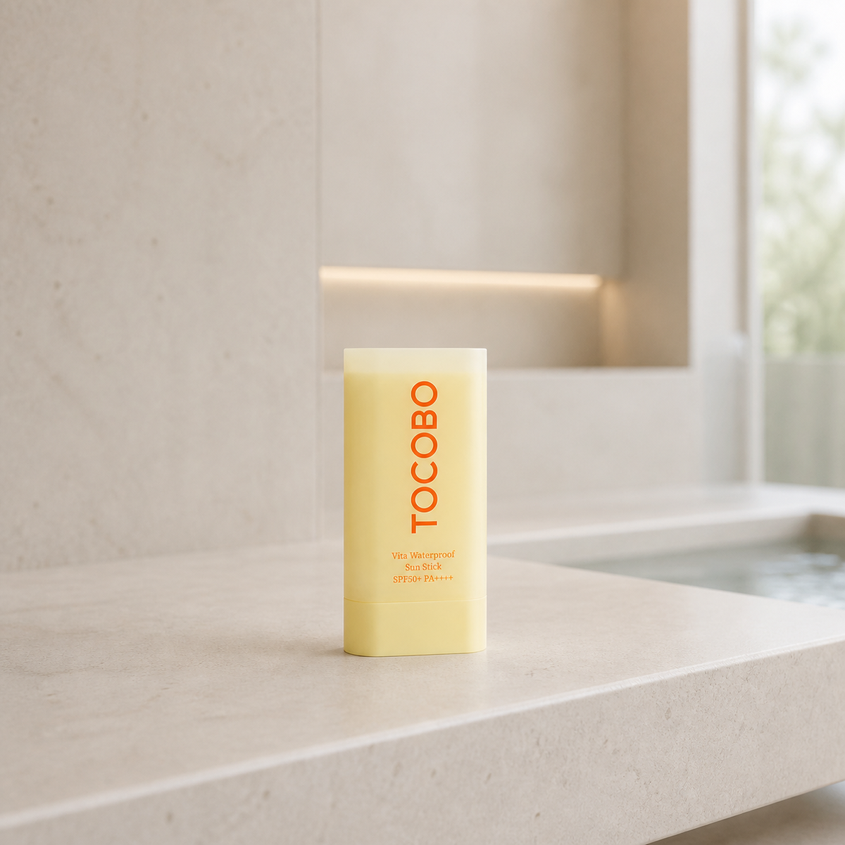 [Tocobo] Vita Waterproof Sun Stick 18g - Bathroom spa shelf PDP image