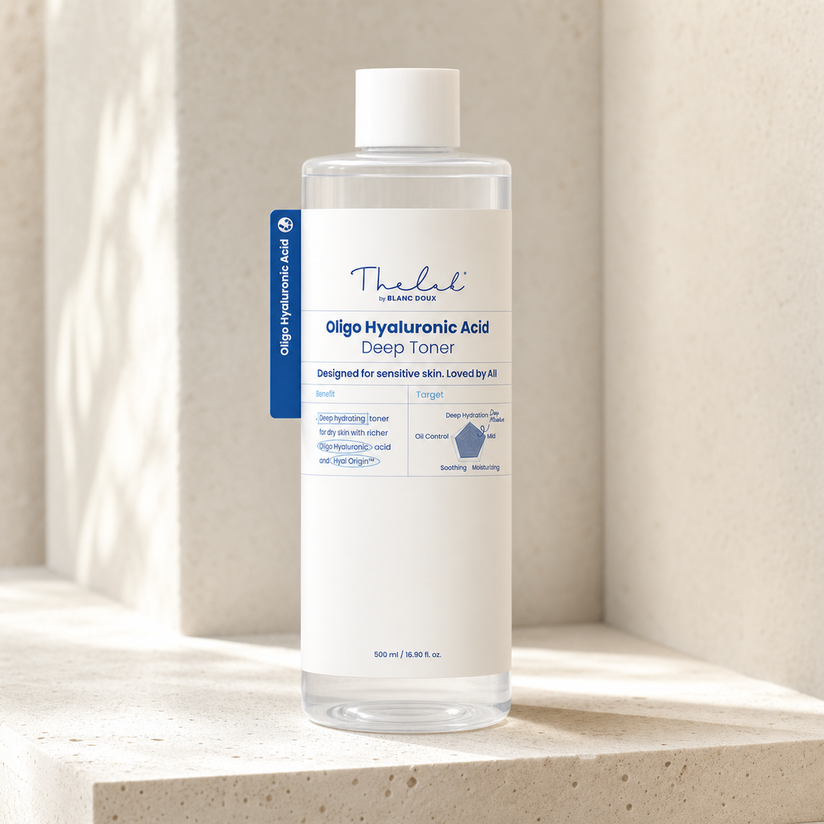 [THE LAB by BLANC DOUX] Oligo Hyaluronic Acid Deep Toner 500ml - Bathroom spa shelf PDP image