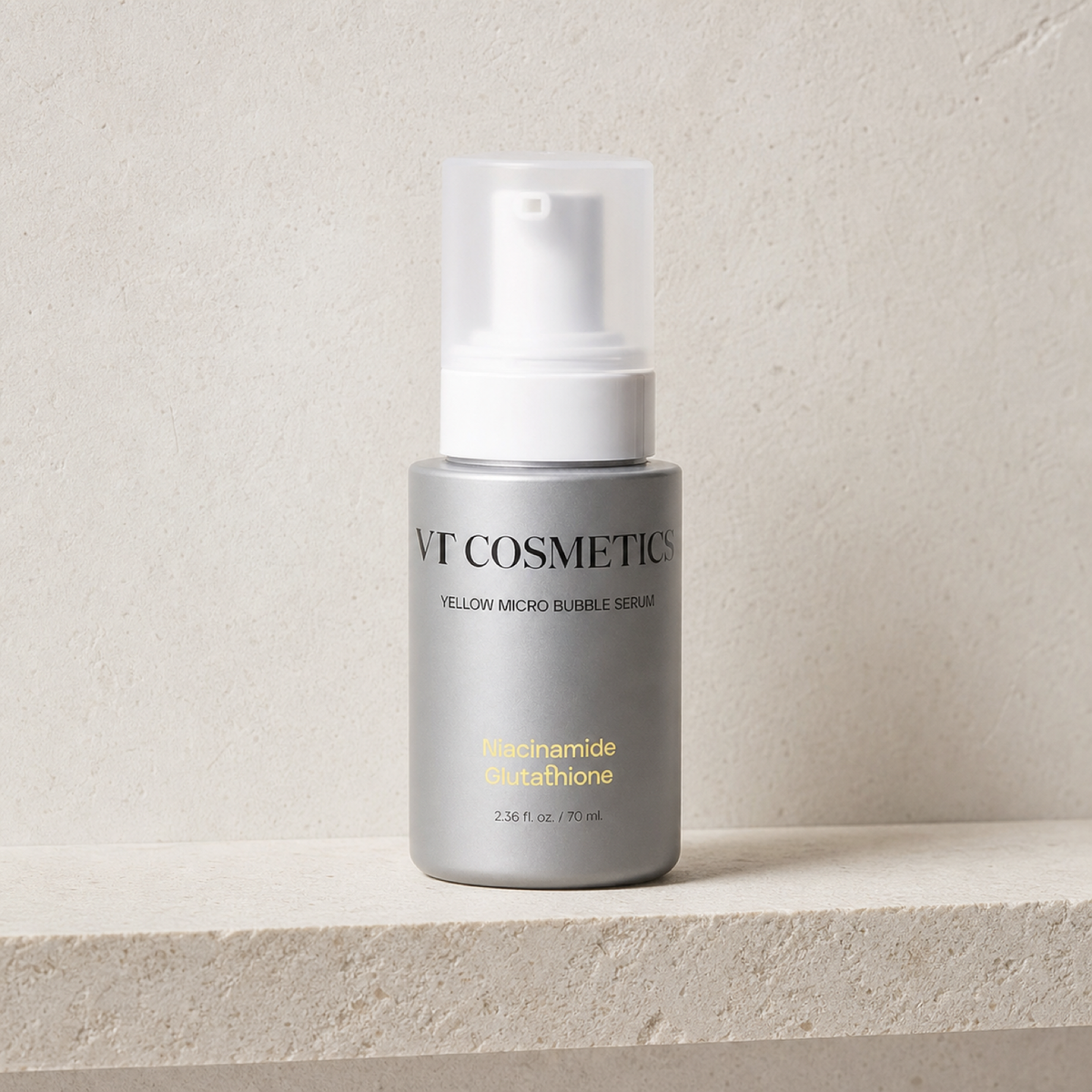 [VT Cosmetics] Niacinamide Glutathione Yellow Micro Bubble Serum 70ml - Bathroom spa shelf PDP image