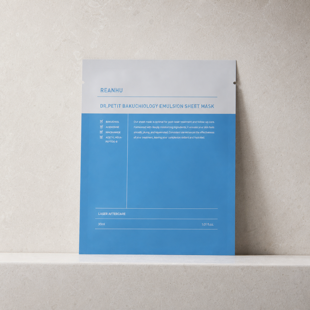 [Dr.petit] Reanhu Bakuchiol Emulsion Sheet Mask 30ml 3ea - Bathroom spa shelf PDP image