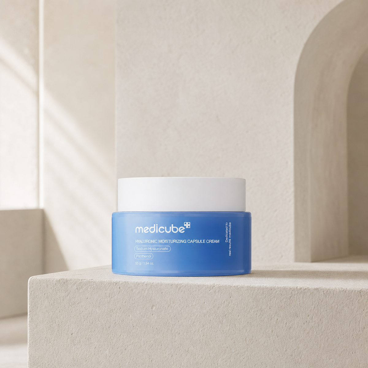 [Medicube] Hyaluronic Moisturizing Capsule Cream 55g - Bathroom spa shelf PDP image
