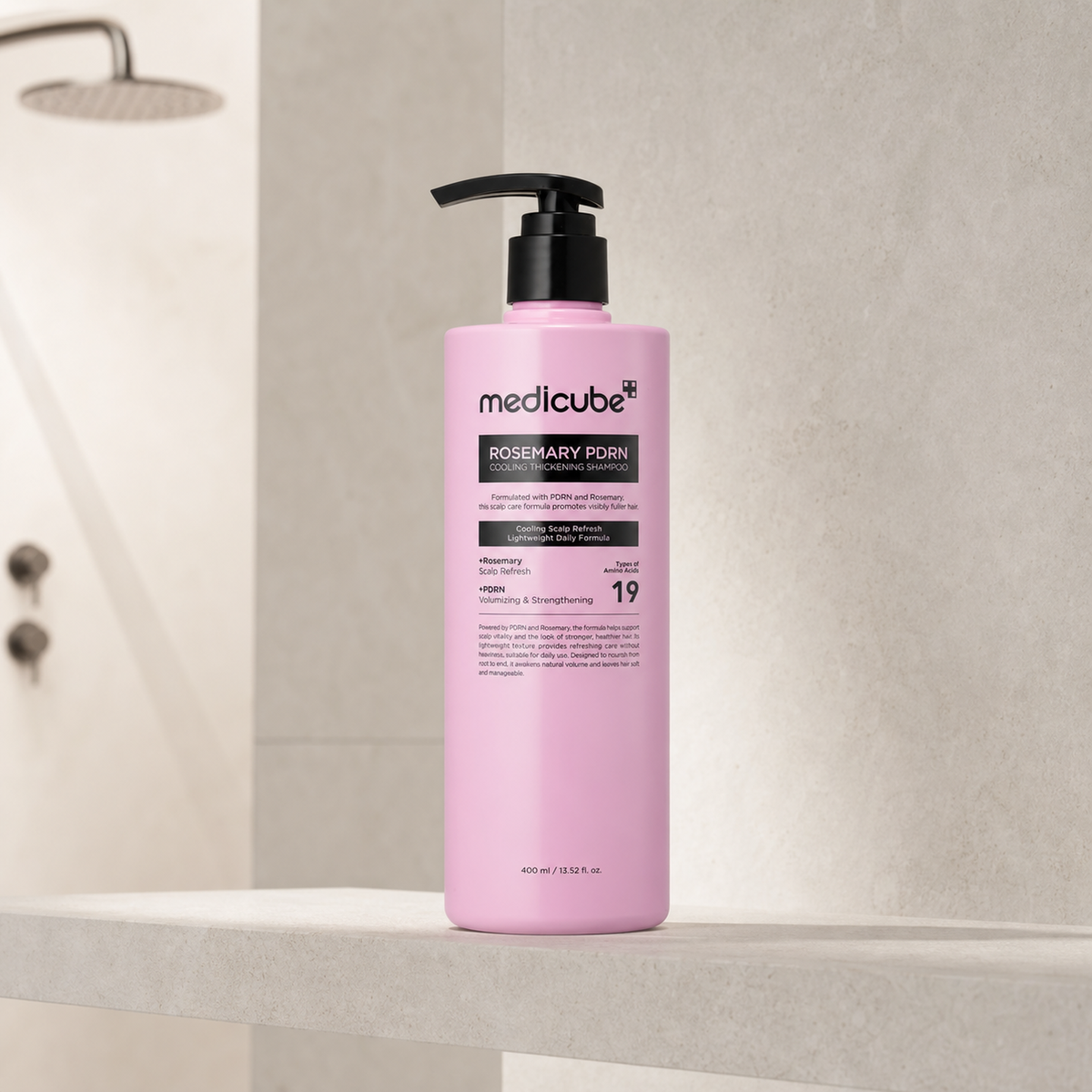 [Medicube] Rosemary PDRN Cooling Thickening Shampoo 400ml - Bathroom spa shelf PDP image
