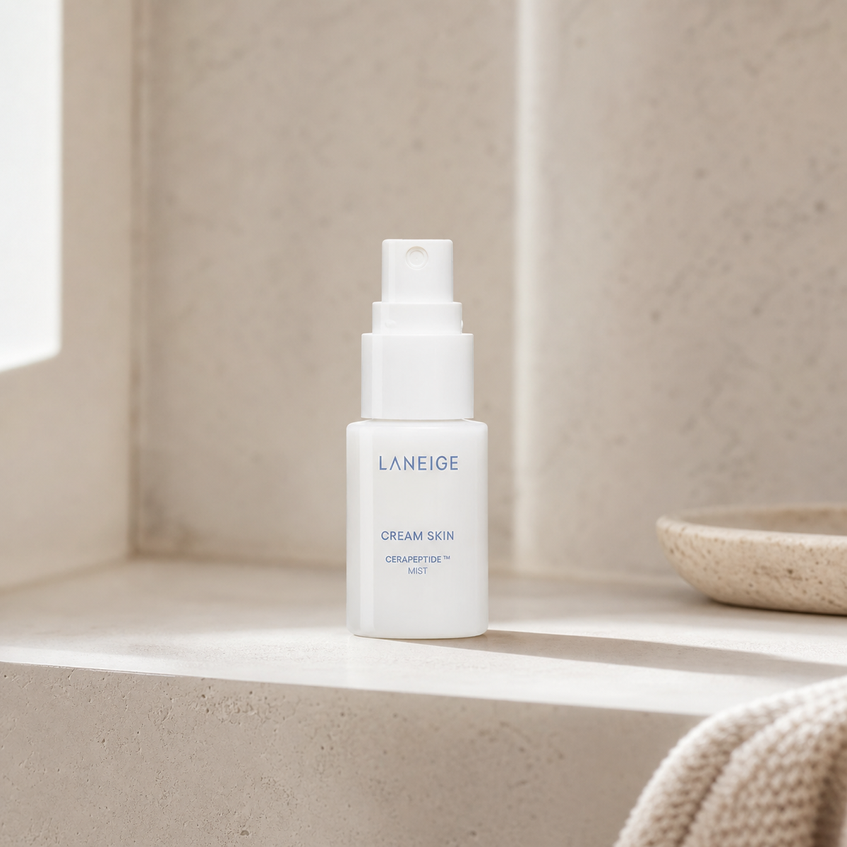 [Laneige] Cream Skin Cerapeptide™ Mist 30ml - Bathroom spa shelf PDP image