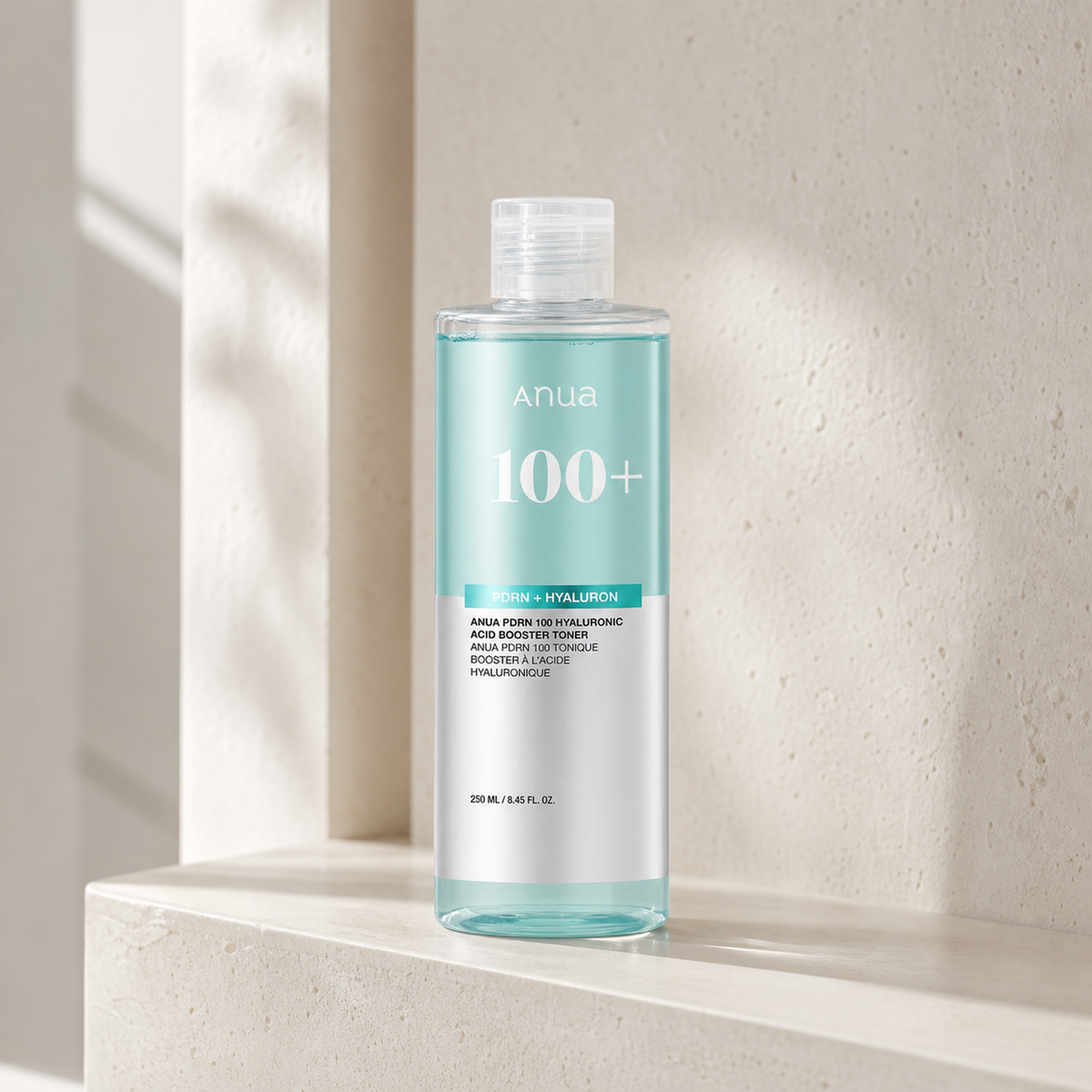 [Anua] PDRN 100 Hyaluronic Acid Booster Toner 250ml - Bathroom spa shelf PDP image